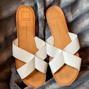 White flat slipper sandal